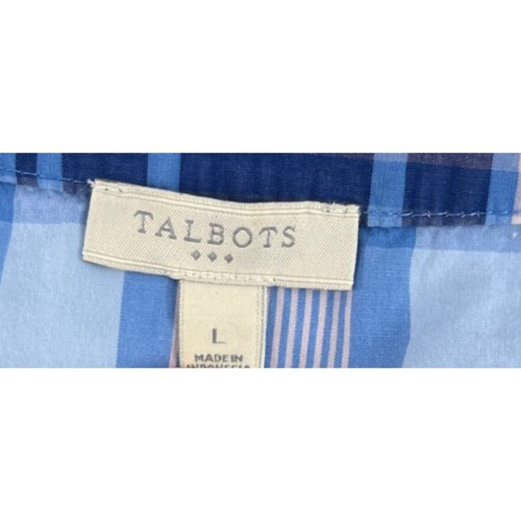 Womens Talbots Plaid Tunic Top Blue & Pink Long Sleeve Large - Picture 3 of 6